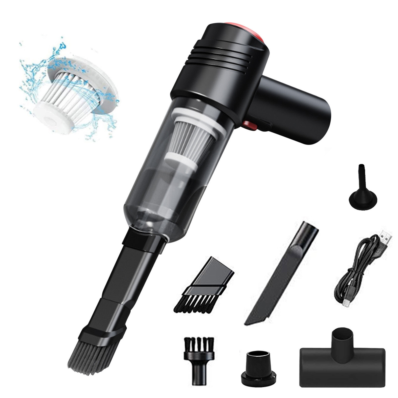 SPOORYYO Car Vacuum Cleaner with Wireless Charging and High Suction Power for Interior Use